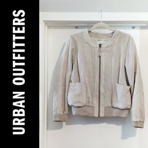 Urban Outfitters X Hei Hei Vegan Suede Bomber Jacket Tan Size Large